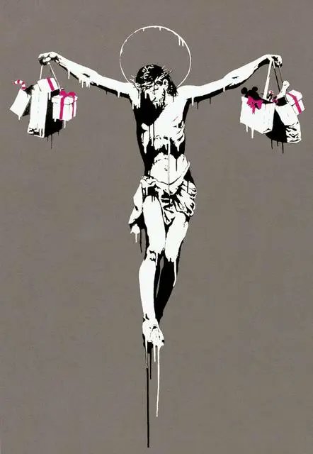 Banksy, Christ With Shopping Bags