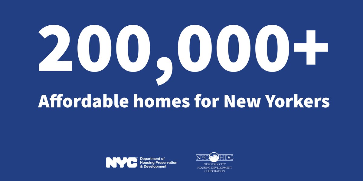 NEW: Today we're announcing record production as we've financed more than 200,000 affordable homes during this Administration, achieving our original Housing New York goal on budget and two years ahead of schedule.