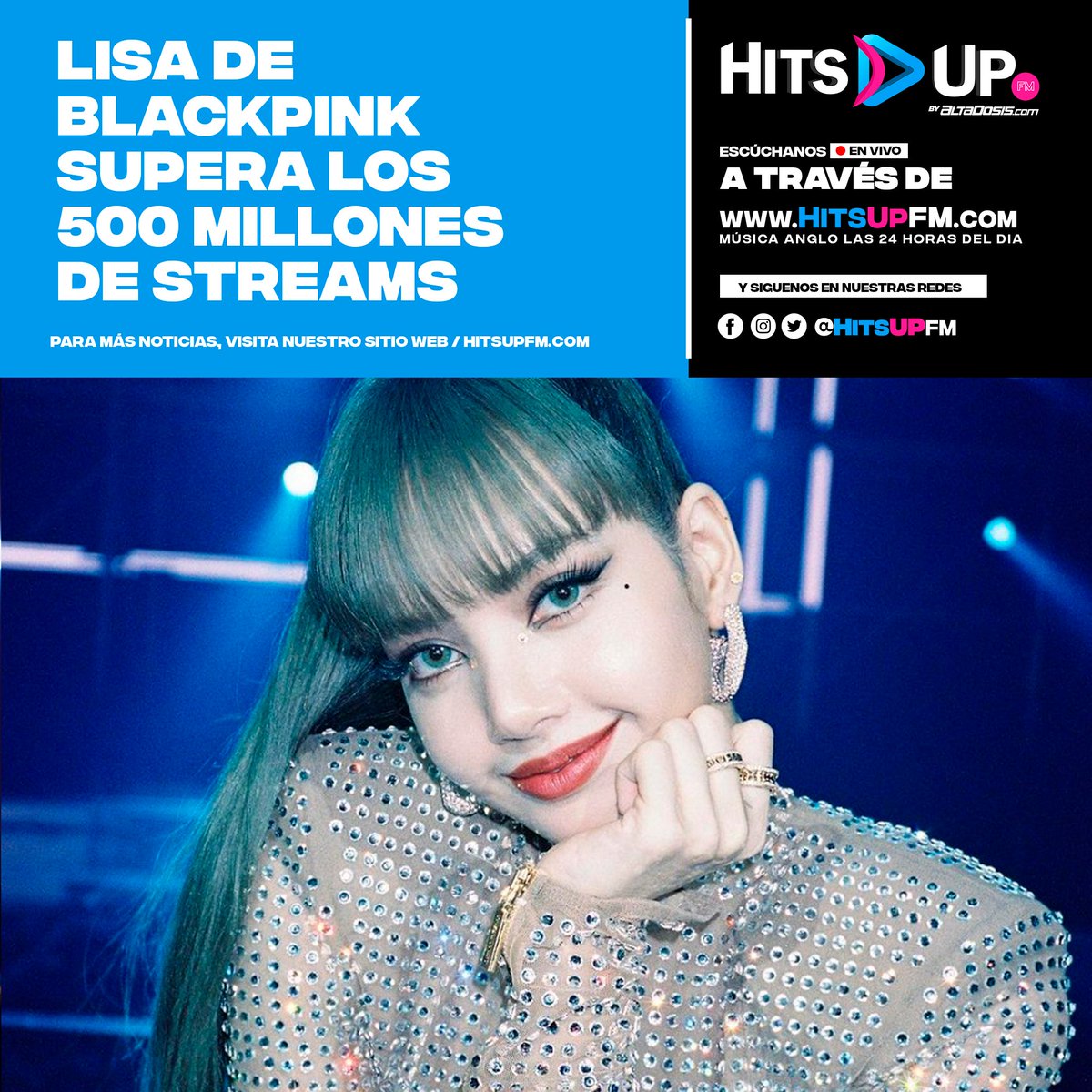 HitsUpFM's tweet photo. #LISA de @BLACKPINK supera los 500 MILLONES de streams en Spotify, convirtiendose en la solista de K-pop que más rápido ha superado dicha cifra ¿Qué te perece? | Más noticias por https://t.co/tDCcvZitGm https://t.co/PdlP3dDGXv
