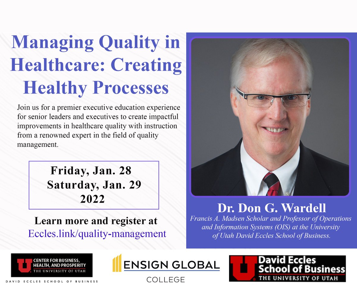 ensignglobalgh's tweet photo. Join us for this executive education course Jan. 28-29, 2022 to hone your quality management skills and learn from an experienced global expert in quality management. 
The course is not to be missed.

Learn more and register at: https://t.co/haDWev2wQP https://t.co/6CFpKkNtAl