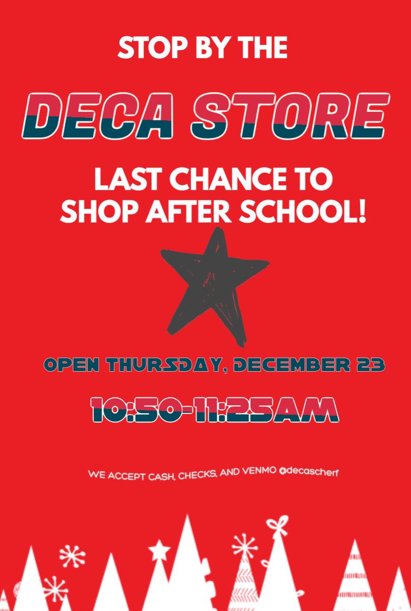 nfhs__deca's tweet photo. Open tomorrow after the half day from 10:50-11:25am! https://t.co/vDtgLHvltE