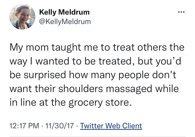 KellyMeldrum's tweet photo. @avenaim You’re a blue check and an artist, as such I assume you appreciate credit and copyright. I will give you the benefit of the doubt and assume your taking credit for this tweet was a mistake. I am a writer, I wrote this, &amp; it has been published elsewhere. Please delete. Thank you! https://t.co/zHNa3hJRsY