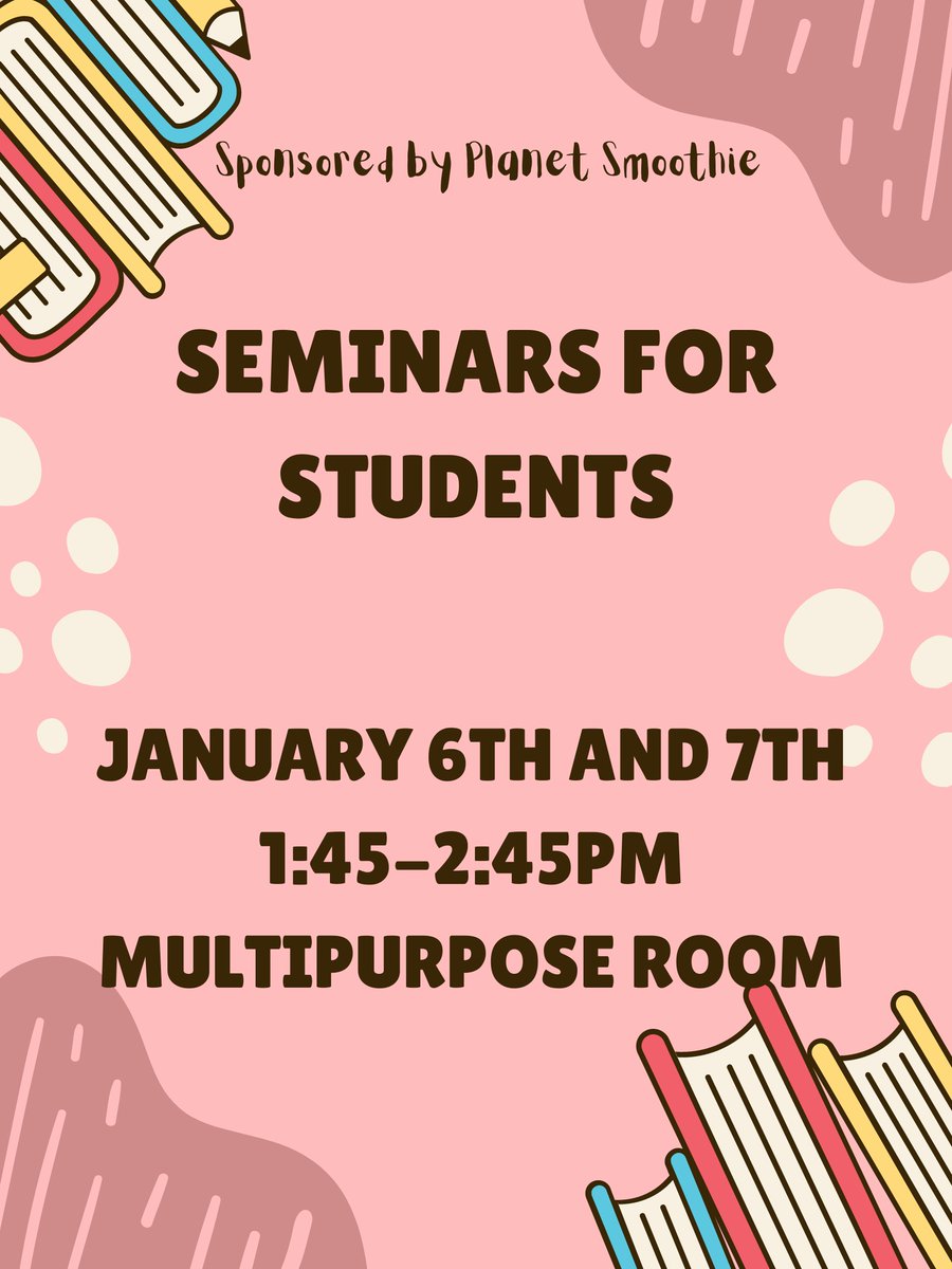 We are excited to announce that Planet Smoothie is sponsoring our event Seminars for Students! Thank you <a href="/AltoonaPlanet/">Planet Smoothie Altoona</a> for the 4 $10 giftcards we are going to create a raffle for the people who come to our event.