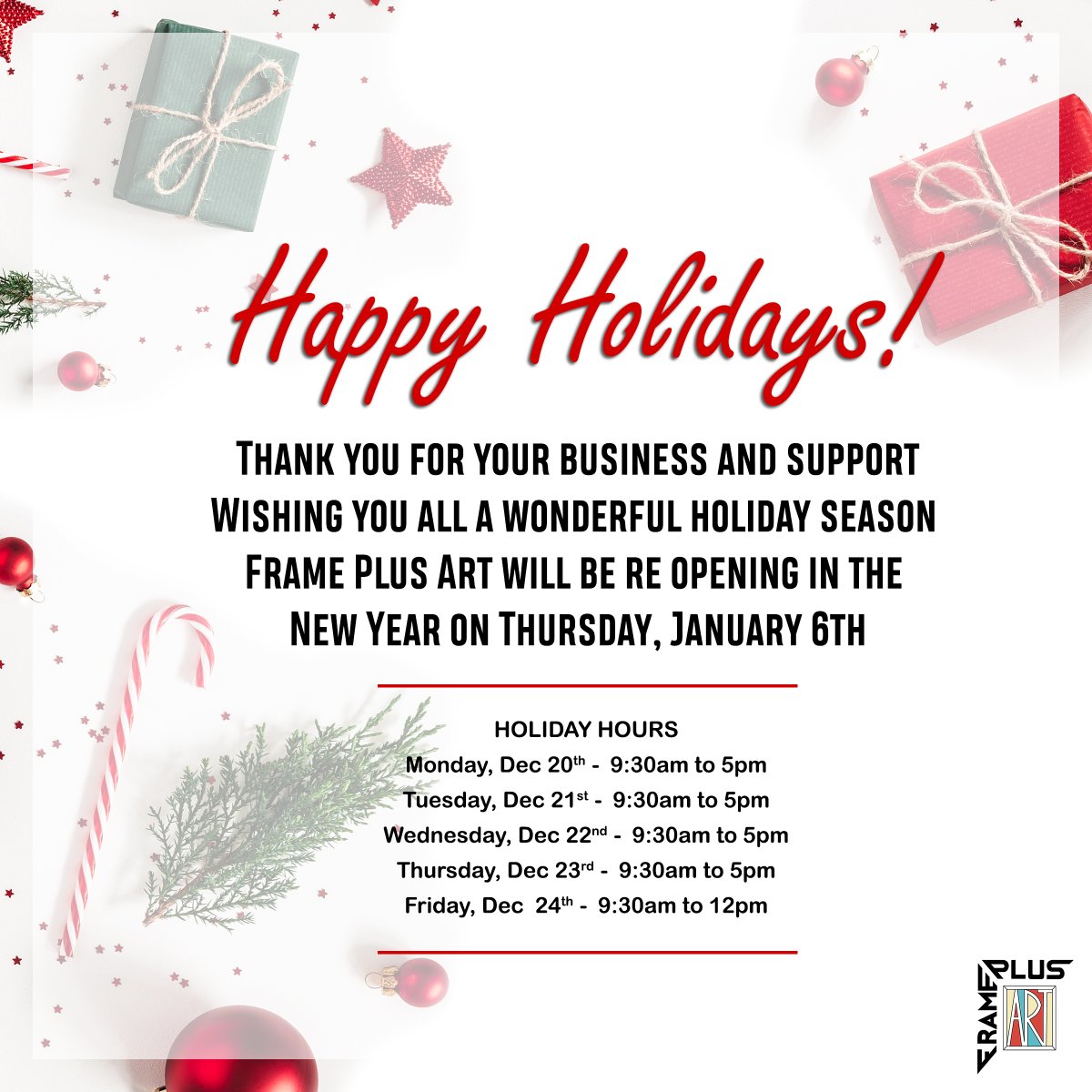 FramePlusArt's tweet image. Thank you for all your support this year, Happy Holidays!❄️🎄