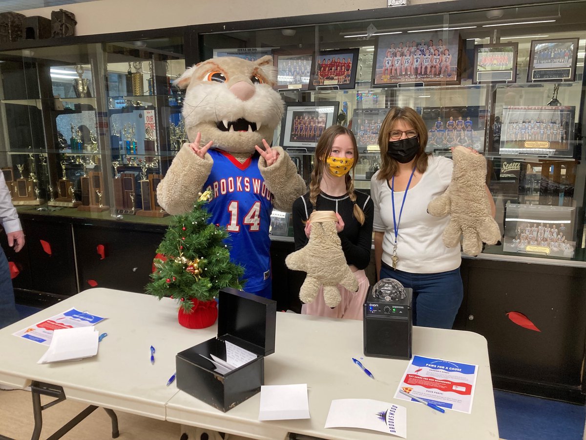 LangleySchools's tweet photo. Bobcat Nation pulled together to support those who have been impacted by recent flooding. BSS students together with their teacher Robin Shantz filled their mascot’s paws with $3,400 in cash and gift cards for members of the Abbotsford School District community. #SD35DaysofGiving https://t.co/m2lT2lbJtl