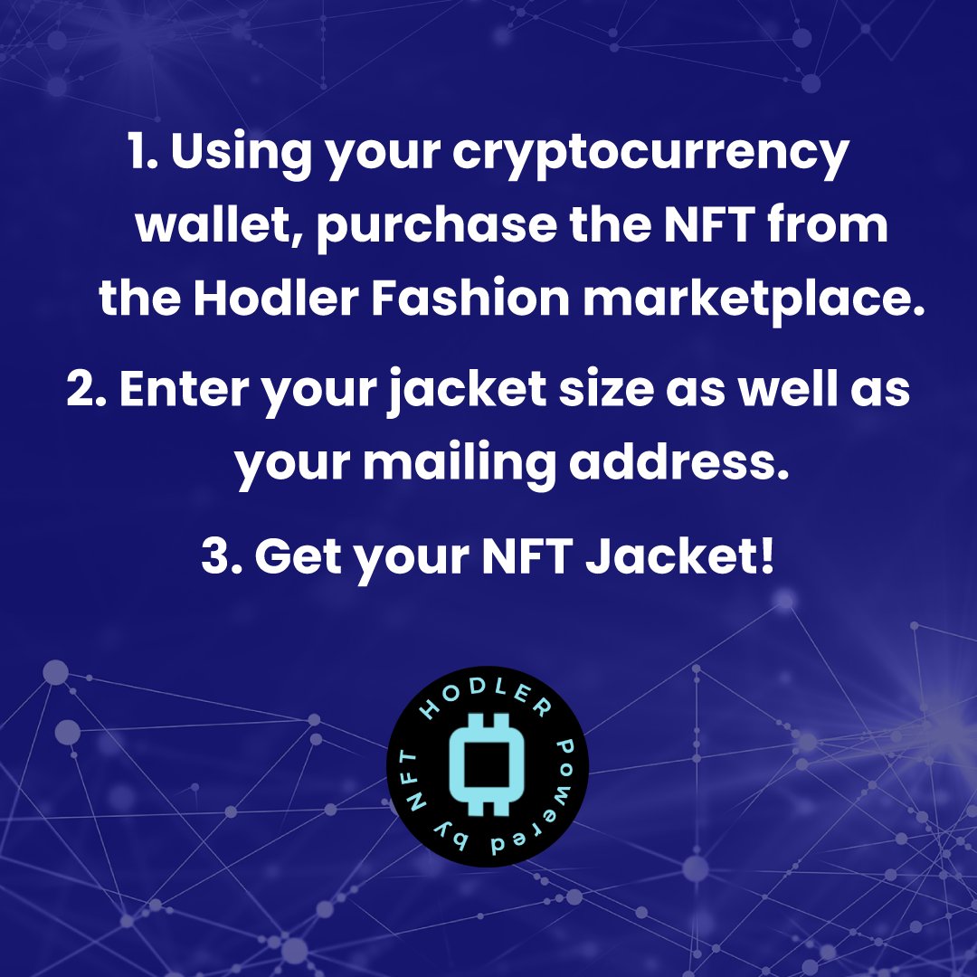 Hodler_Style's tweet photo. 📣Excited to get your very own NFT powered Jacket? 🔥🔥🔥
 
👉Just follow these simple steps to become the #madeyoulook celebrity in town❗️

📢Learn more about Hodler Style:
https://t.co/oRNXkG4ySA

#Hodler #NFT #Fashion #Wearables #Metaverse #NFTs #Wearables #jackets #crypto https://t.co/mXPYmghADx