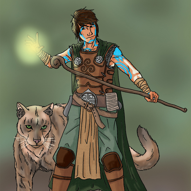 Dabit was a powerhouse Druid in my recent Curse of the Crimson Throne campaign. Here with his animal companion, Malken, who was killed by friendly fire.
#comics #illustration #RPG #Pathfinder #fantasy #fantasart #fantasyillustration #DnD #digitalart  #druid #animalcompanion