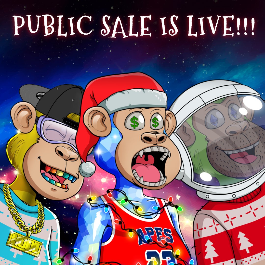 SantaApeClub's tweet photo. MINTING IS LIVE https://t.co/rvwrDRCgb9 #nftcommunity #nftdrop #nfts #nft https://t.co/CodvYcksoj