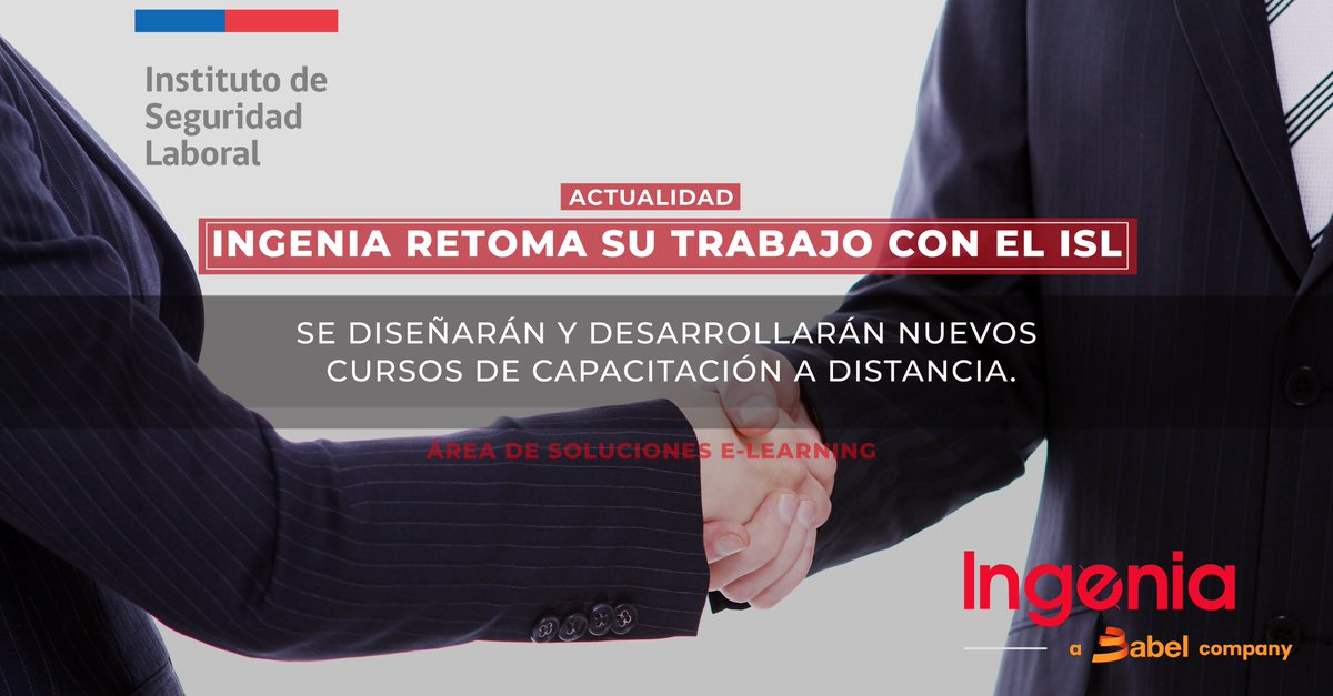 IngeniaGlobal's tweet photo. Muy agradecidos de habernos adjudicado este proyecto, pero mucho más por habernos reencontrado con el @PrevencionISL . Esperamos entregar lo mejor de nuestros productos y servicios como siempre los hemos hecho desde Ingenia.

#elearning #plataforma #Moodle #innovacion https://t.co/YAN2uVk7SY