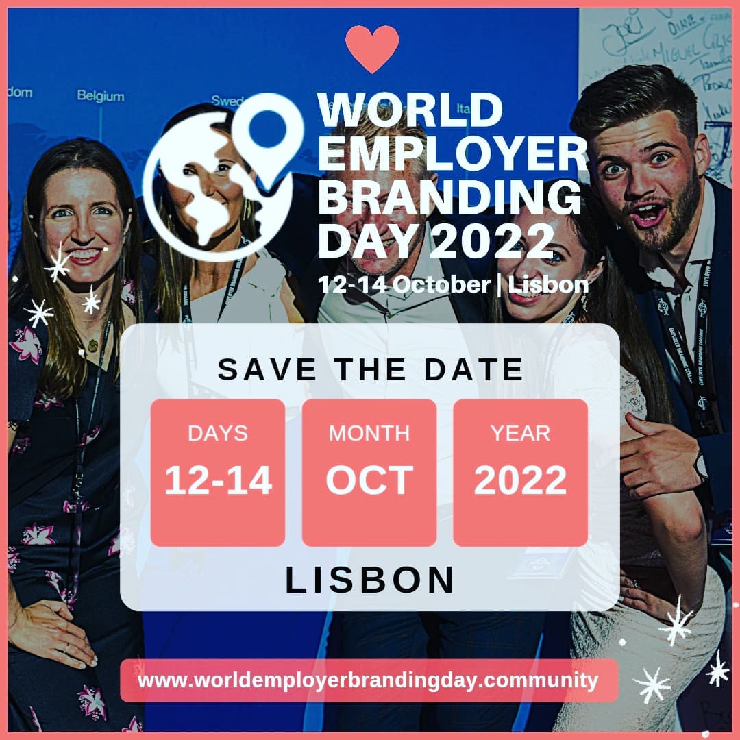 🎊🎉 We're pleased to announce World Employer Branding Day 2022 will be held in Lisbon LIVE &amp; IN-PERSON from 12-14 October 2022. 

For further details about the event 👉 worldemployerbrandingday.community #worldEBday #employerbranding #employerbrand #employerbrandingcollege