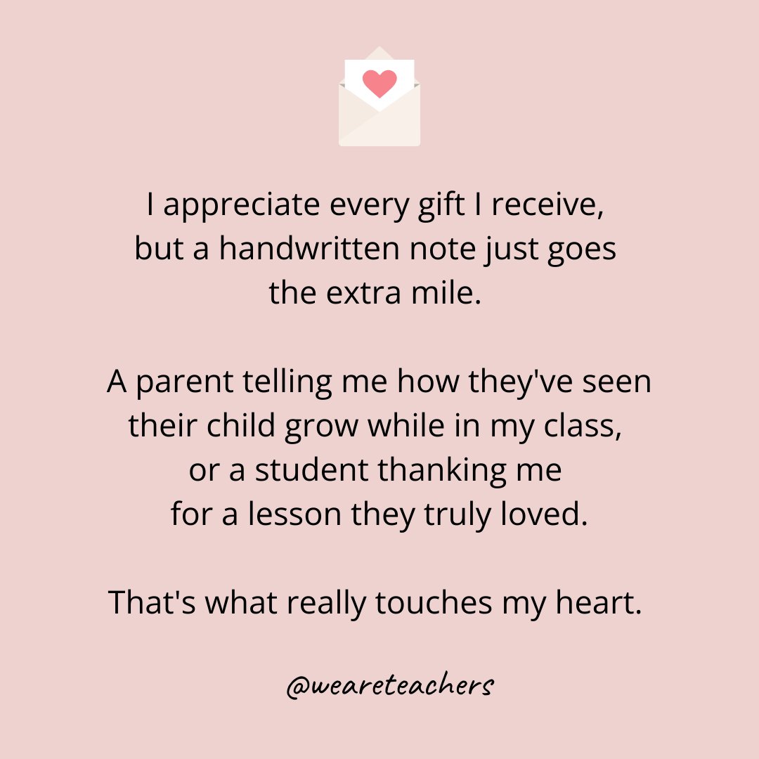 WeAreTeachers's tweet image. Handwritten notes mean the most.