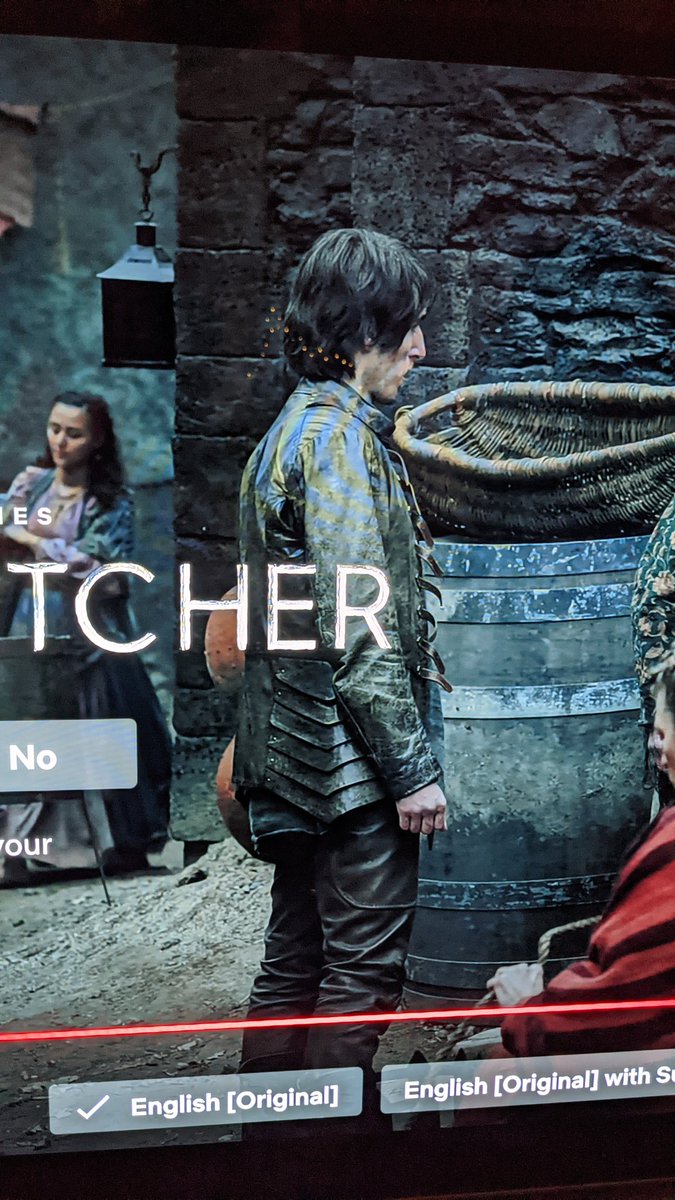 HayleyNebauer's tweet photo. Another little surprise egg in #TheWitcher series 2, ep 5, the doublet made for and worn by #Aramis in S3 of #TheMusketeers is reworn by an extra (and curiously, the #Bard 's red coat has the same layered side panel detail) #costumeafterlife https://t.co/762svjaV4i