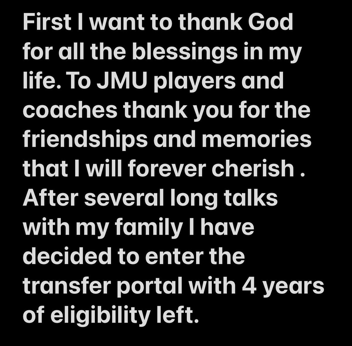 Thank You JMU! My recruitment is 100% open!