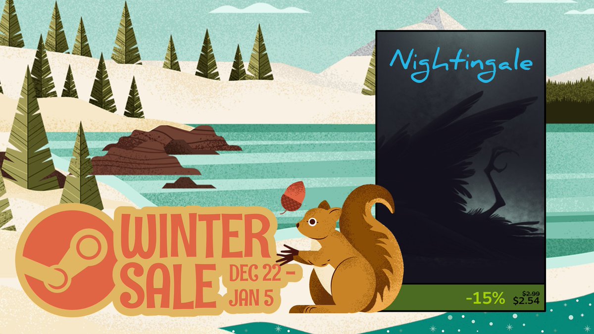 BinaryCharm's tweet photo. Want some #indie #interactivefiction for the holidays?
Get #Nightingale now, 15% OFF for the #Steam winter sale!
https://t.co/ox8xG6Tf49
#shortgames #indiegames #SteamWinterSale #madeWithInk #madeWithInaren https://t.co/Z8IzAMchFq