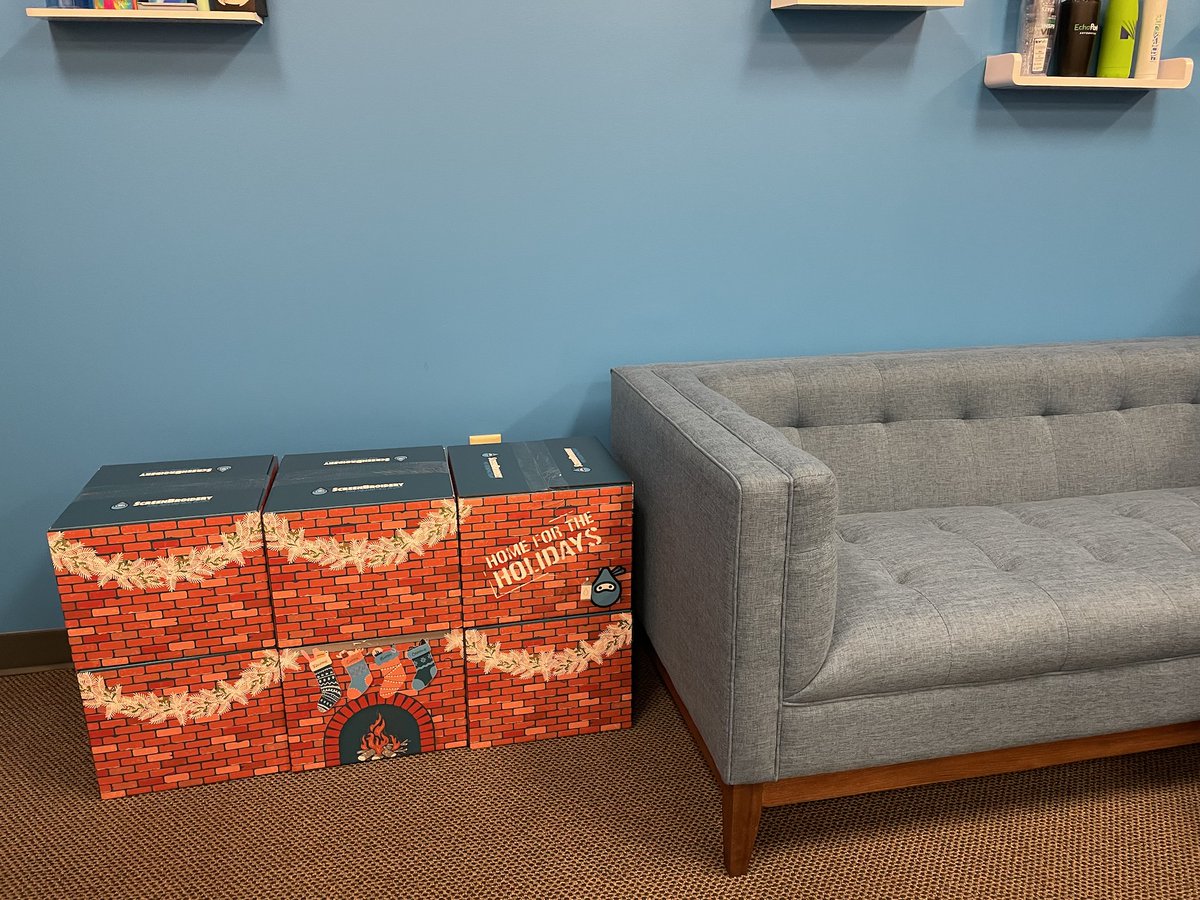 ScreenBroidery's tweet photo. Ship gets a little crazy during the holidays 📦

We also finally got a fireplace in the conference room. 😉 https://t.co/0tEw6bZmtP