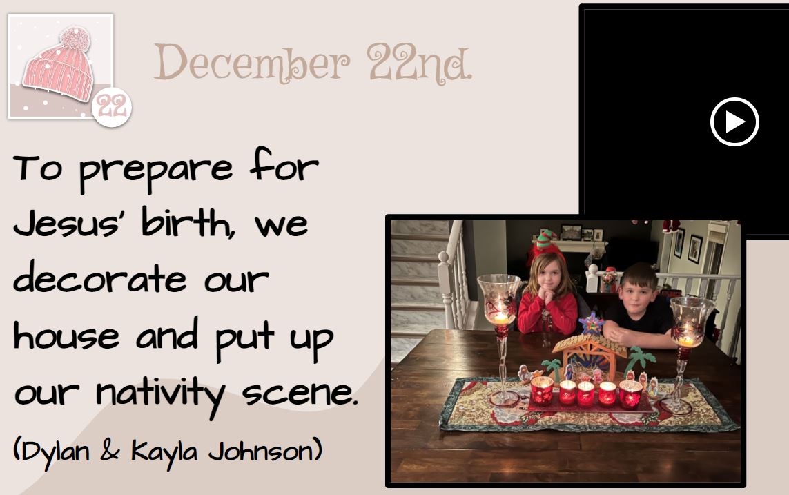 Fourth Week of Advent - Day #4 - We continue to prepare for Jesus' birth.  Our waiting is almost over! #ecssdHOPE #LivingAdventCalendar
