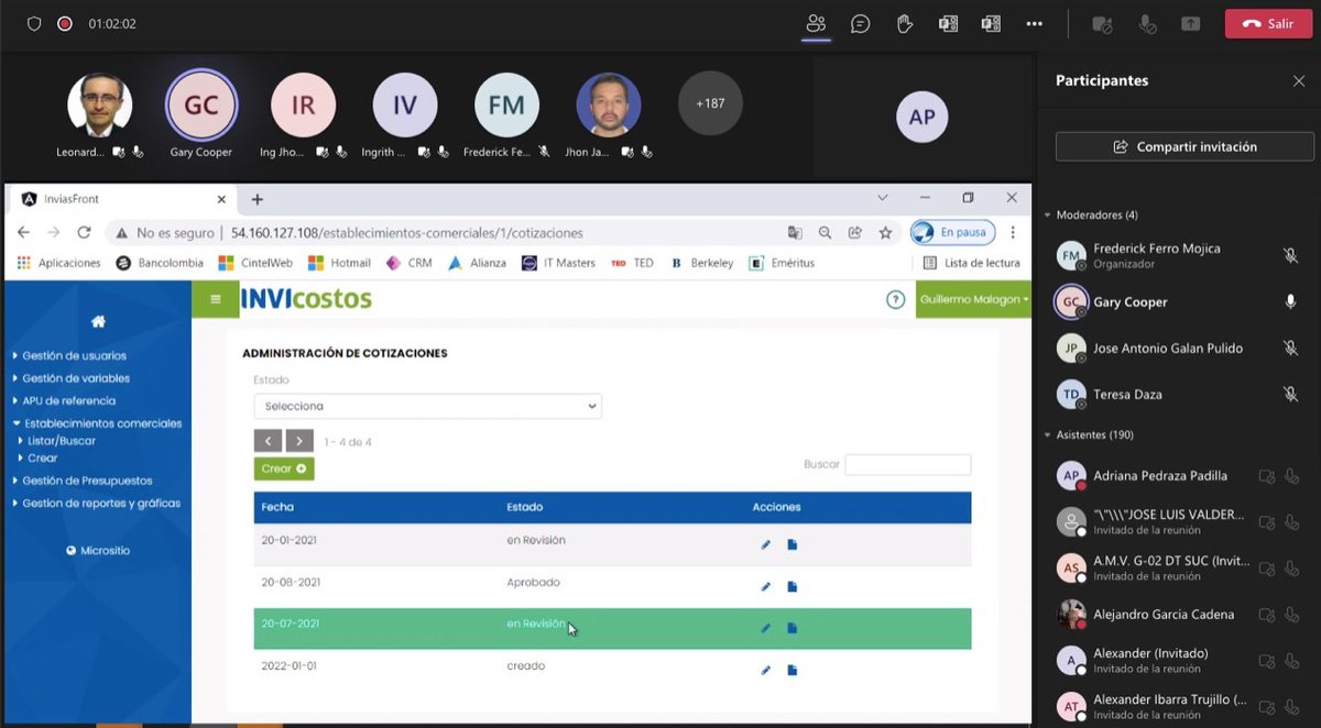 InviasOficial's tweet photo. #AEstaHora se desarrolla la primera mesa técnica sobre el aplicativo #INVICostos, una herramienta que permitirá consultar los Análisis de Precios Unitarios de referencia del #INVÍAS. https://t.co/UNkkjpec5F