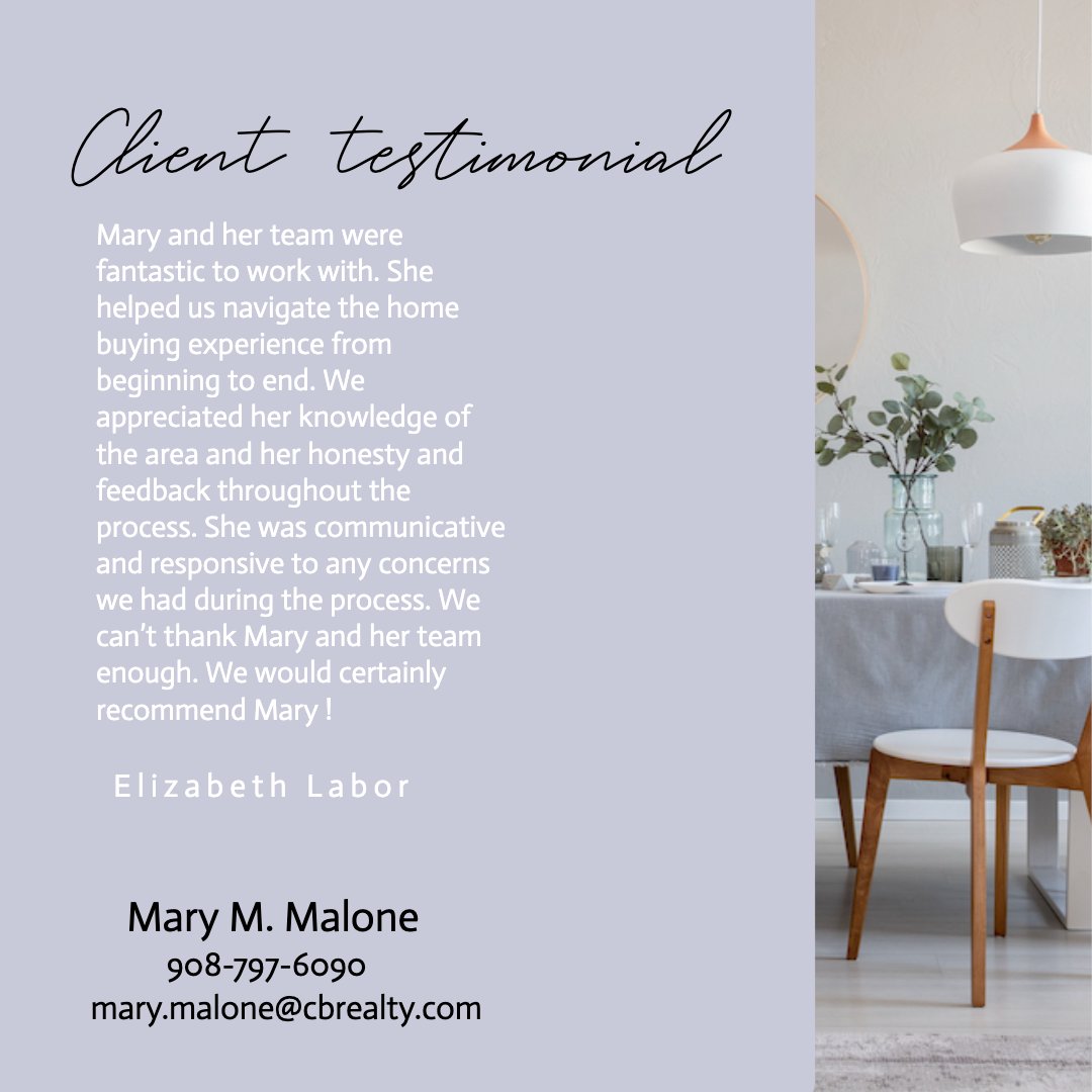 Thank you Elizabeth for this wonderful review! It was my pleasure. #gratefulagent #mmmalonerealtor #coldwellbanker #clienttestimonials