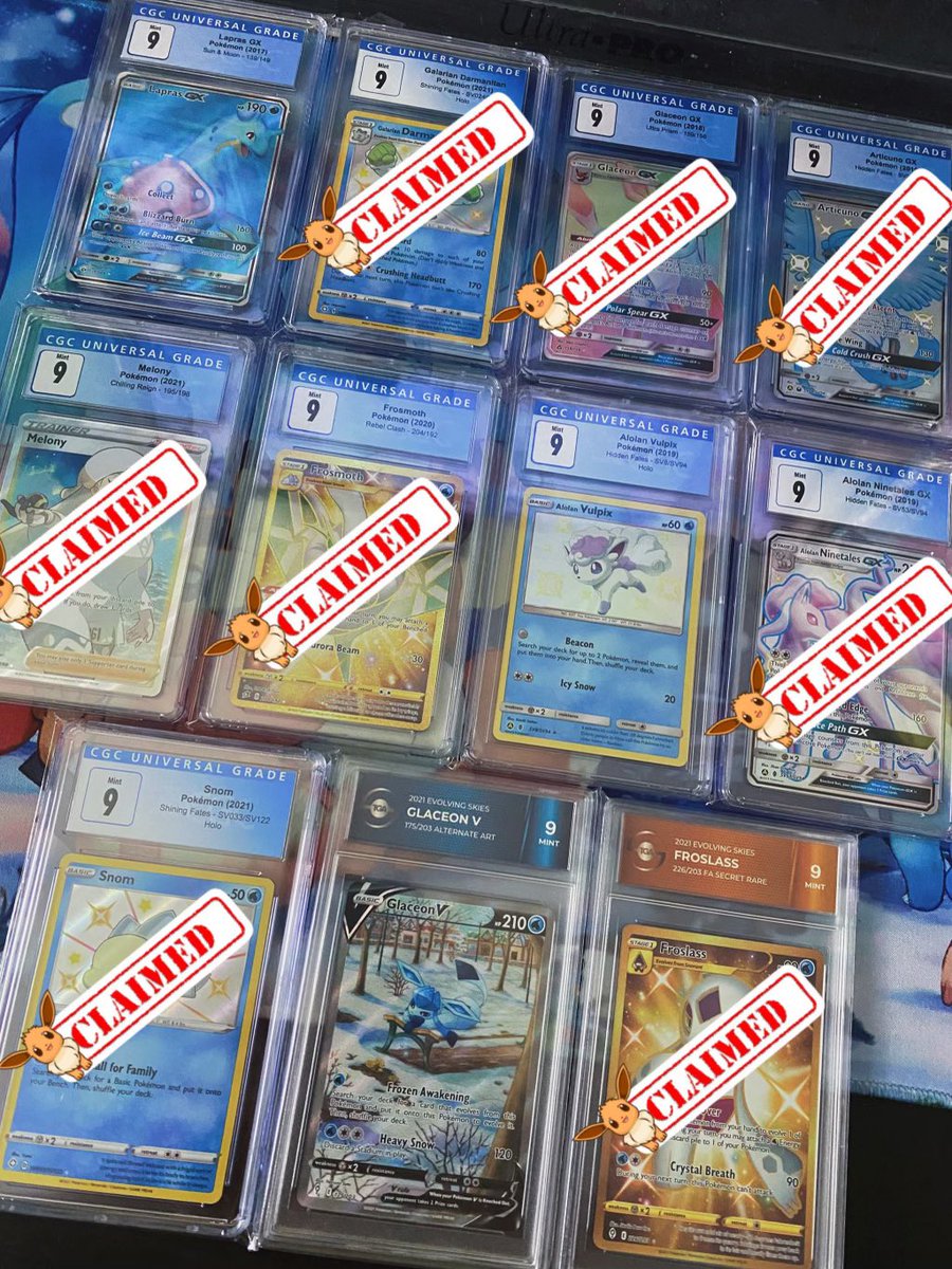 gymleadergelly's tweet photo. ☃️SLABMAS GIVEAWAY #9☃️

final four slabs! next winner rolled live 12/23! good luck yall!🤞

1️⃣ follow me @gymleadergelly
2️⃣ like &amp; retweet this
3️⃣ tag 3 pokemon fans

#pokemon #pokemoncards #pokemontcg #pokemongo #pokemongiveaways #pokemoncommunity #pokefam https://t.co/FZ1vVRlAjl