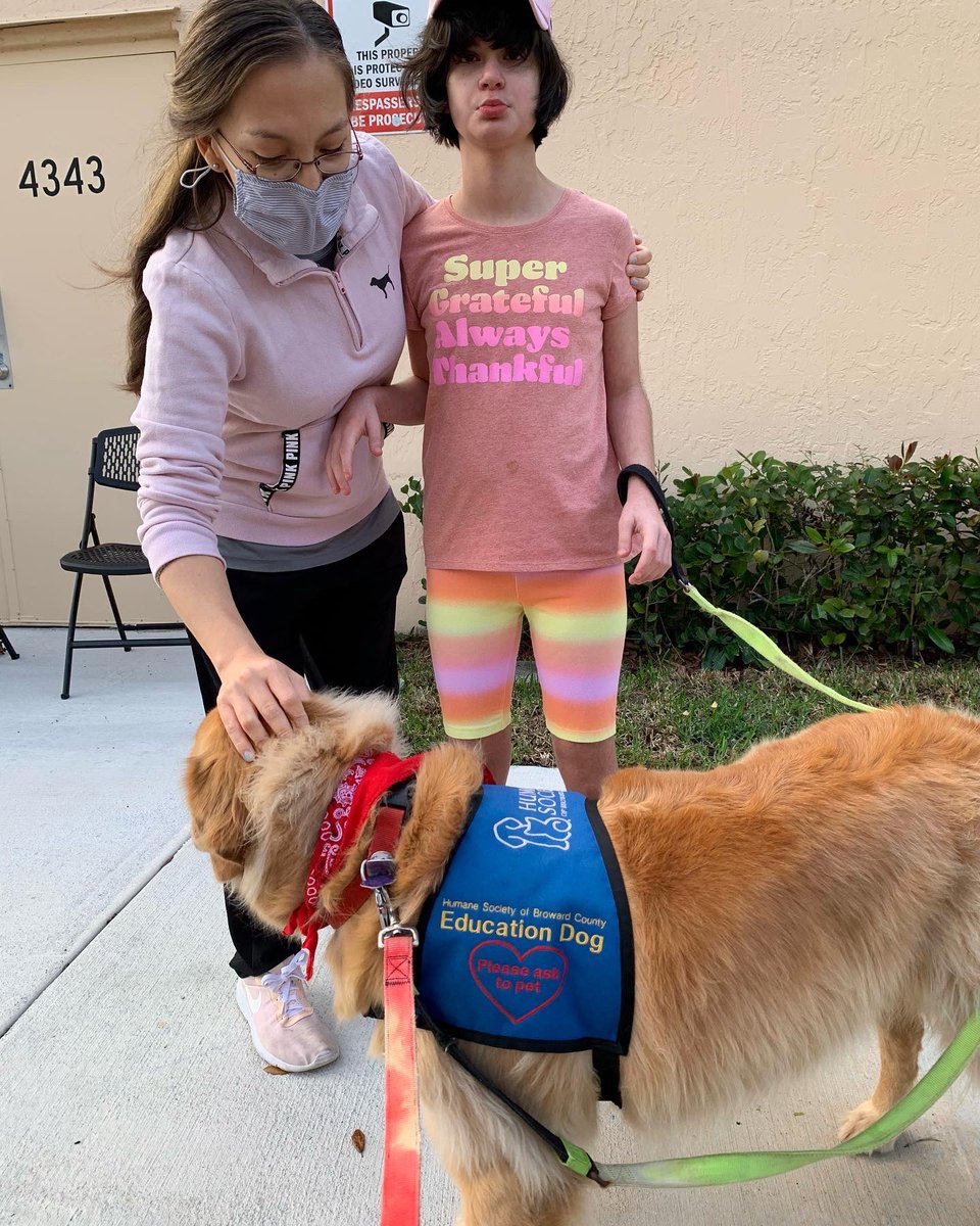 suetravis41's tweet photo. Buddy visited with the Super Campers @superschool_ this morning.  It was a gorgeous day around 70 degrees and the kids were thrilled to be outside walking Buddy.  Amazing how calm and smiling these kids are with Buddy.  Brian even sang “Felix Navidad” to us❤️❤️❤️ https://t.co/s6tlhoJP6T
