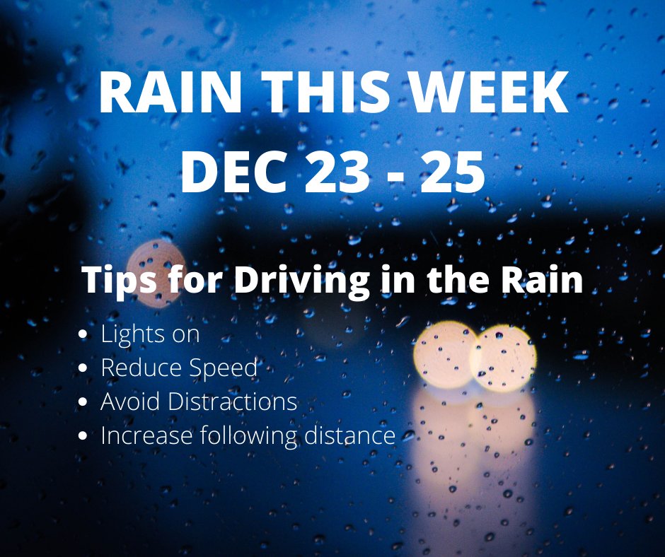SignalHill_PD's tweet photo. Signal Hill, rain is in the forecast for tomorrow, Dec 23, through the rest of the week.
We would like to remind everyone to drive safely and give yourself extra travel time. #RainyDay #DriveSafe #SHPD https://t.co/nYgwIX3PoL