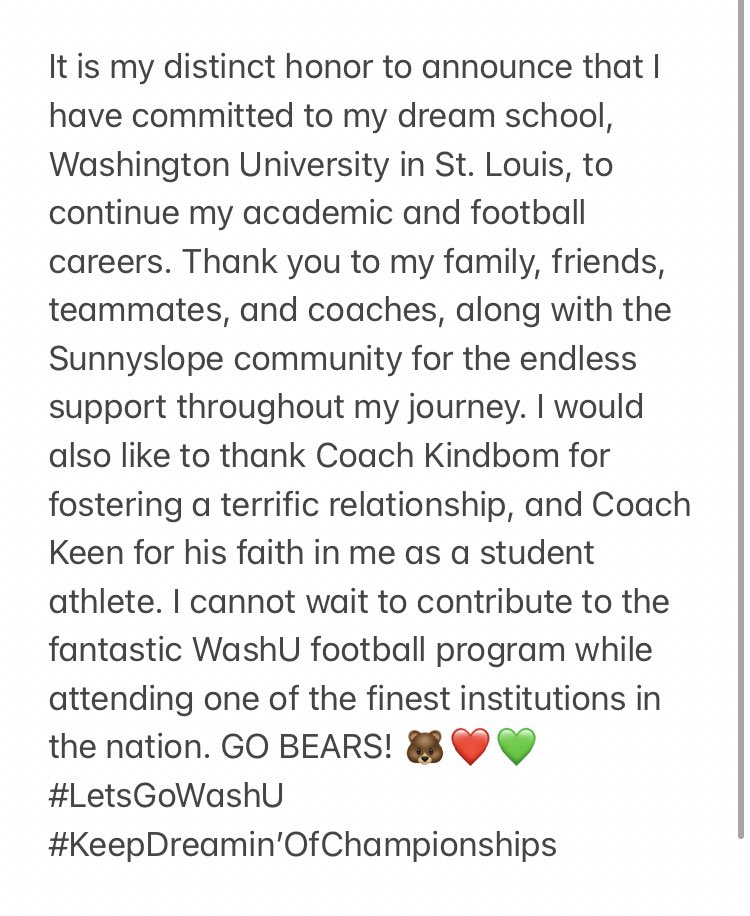 Next 4! 🐻❤️💚 #LetsGoWashU #KeepDreaminOfChampionships  @WUSTL <a href="/WASHUBears/">WashU Bears</a> <a href="/washufootball/">WashU Football</a> <a href="/kindboml/">Larry Kindbom</a> <a href="/CoachAaronKeen/">Aaron Keen</a>