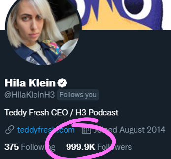 H3Out's tweet photo. Footsoldiers I know it's Christmas break but this is an urgent matter!!! 

We have to get @HilaKleinH3 to 1 million as a Christmas present!🛡️⚔️🦶 🧸📯 https://t.co/3Vxh4DgLkf