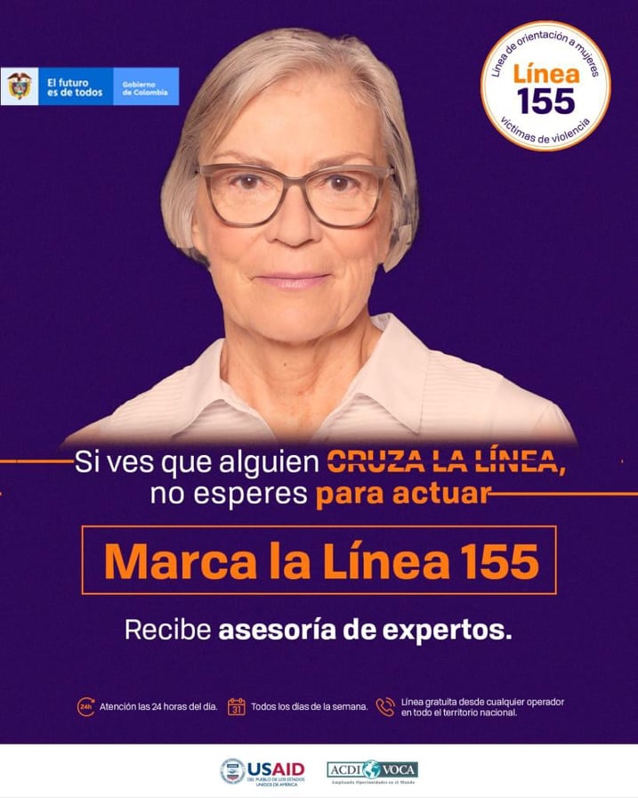 Ministerio_TIC's tweet image. En la #Línea155 encuentras personal especializado dispuesto a brindarte información clara y completa a cualquier hora del día. #CruzaLaLínea: la atención oportuna puede salvar vidas. Trabajamos por una Colombia (dibujo bandera) con #MujeresLibresDeViolencias.