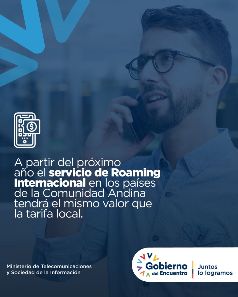 Telecom_Ec's tweet photo. Encontrémonos por la inclusión digital.

Desde el 1 de enero de 2022 el servicio de Roaming Internacional tendrá el mismo valor que la tarifa local en los países de la @ComunidadAndina.

Esto significa que podrás comunicarte en la región sin pagar más.📱

#ElMintelCumple @vmaino https://t.co/jVK4z2G5Ll