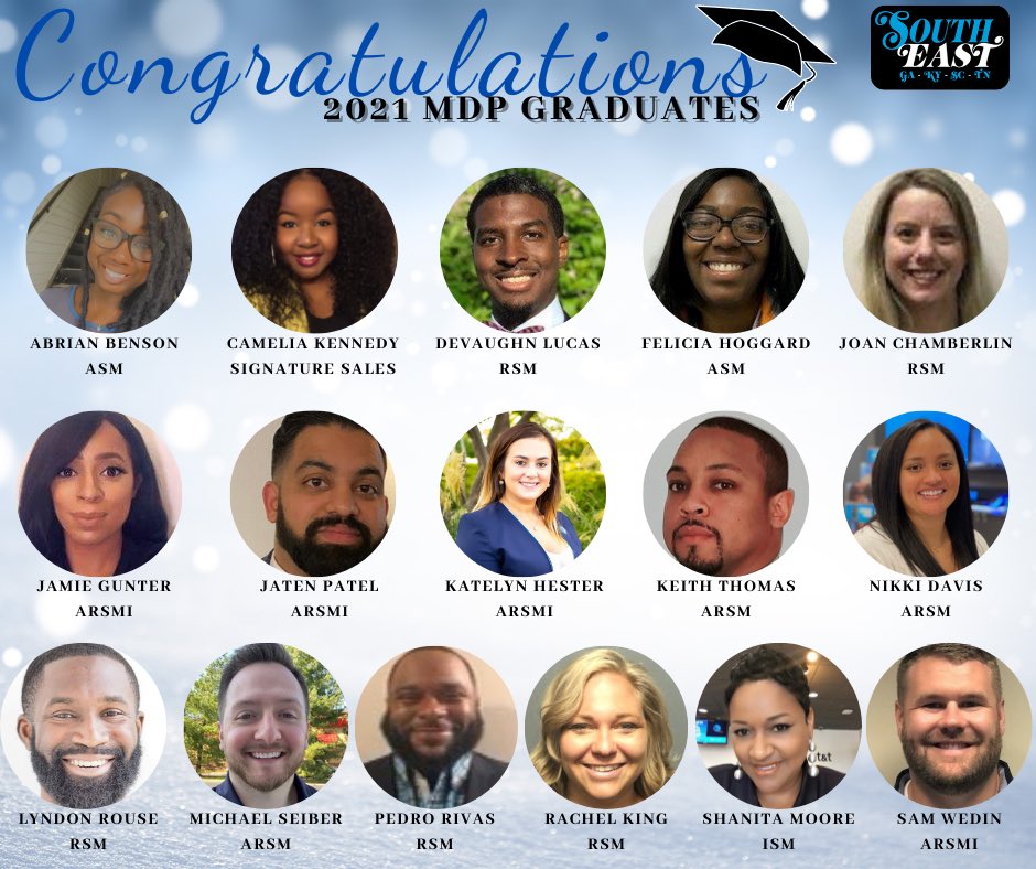 SoutheastStates's tweet photo. Congratulations to all 16 of our SouthBEAST States MDP Graduates! 8 participants have received promotions so far, and we cannot wait to see what additional success will come from this talented group 🔥 #MDP #2021MDPLife #southeaststates #att #LifeAtLife https://t.co/TmAh997mvr