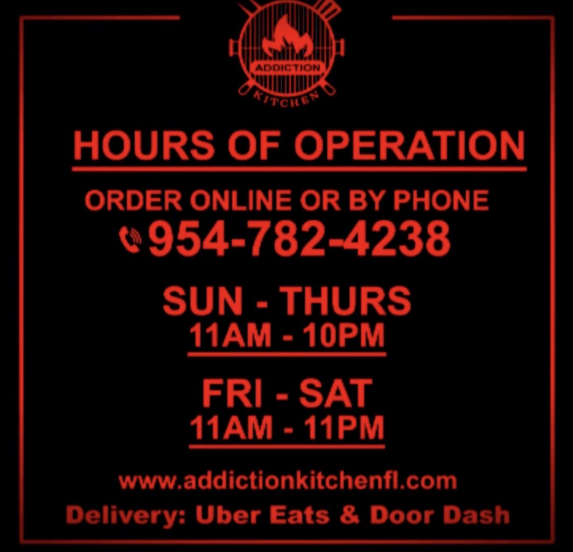 MRADDICTION_'s tweet photo. We're Now Accepting Orders:
Online - https://t.co/YQKV6pdTd0

By Phone - 📞954-782-4238

Uber Eats and Door Dash 📱💻 
https://t.co/TA0OvPF8uN

#AddictionKitchen 
🍣🍗🦞🦐🍖🍤🔥🔥 https://t.co/7lcy1xeMWh