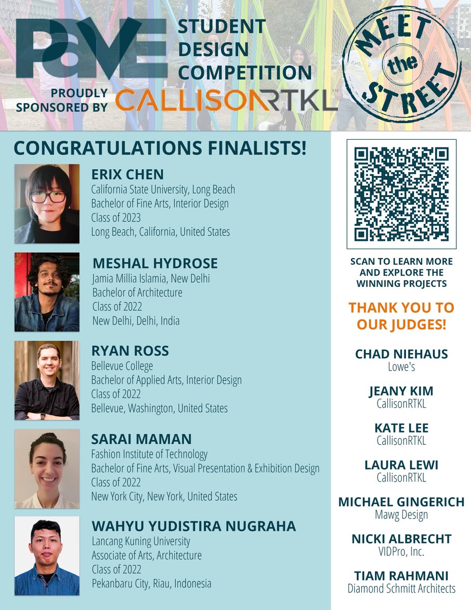 PAVEorg's tweet photo. ICYMI: The winners of the 2021 PAVE Student Design Competition - Meet the Street sponsored by @callisonrtkl were announced earlier this month! Congratulations to all the winners!
https://t.co/WPBWxuvrqM
#supportstudentdesign #paveconnects #communityengagement #thirdplace https://t.co/cZDSpjkCup
