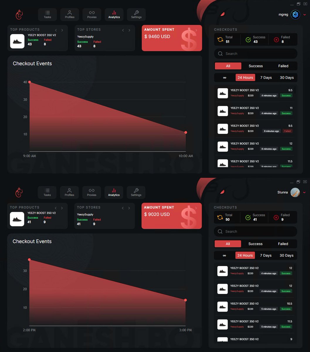 mgreegg's tweet photo. Big thanks to @GaneshBot for the monthly key from the beluga competition.

Already putting it to work with the winning combo.

Server: @HypeServersio
Proxies: @HypeProxiesio https://t.co/Xics0XtErC
