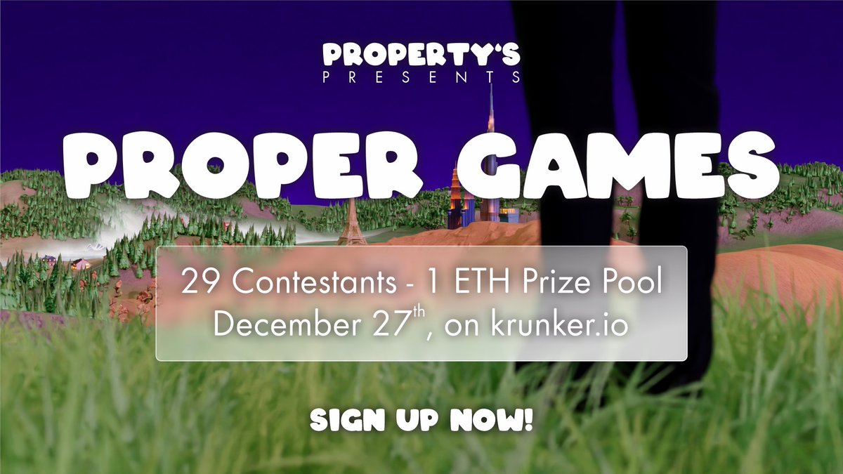 propertys_nft's tweet photo. 🔔 500$ in ETH. 1 random retweet. 3 days.

We present to you the Proper Games:
Get chosen, join the fight for the prize pool &amp; win honor for your district!

1st: $2000 in ETH + 1 NFT
2nd: $1000 in ETH
3rd: 1 NFT

Sign up now: https://t.co/5kYlx2EzzN
More Infos in our Discord. https://t.co/WtFMhKVmlb