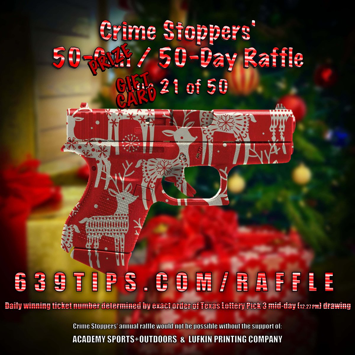 639tips's tweet image. 50-Prize/50-Day Raffle
Day 21 (Dec 22)
Winner: 589
Prize: $541.24 Academy Sports+Outdoors gift card
Winner will receive email with instructions for claiming Academy Sports+Outdoors gift card.
#639TIPS #50Prizes50Days #29ToGo