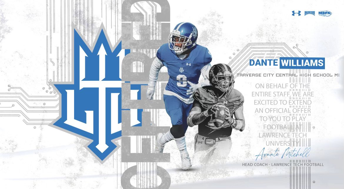 DanteWillams722's tweet photo. After a great phone call with @CoachWengert, I'm excited to announce I've received an offer to play football at Lawrence Tech University! @LTU_FB @LawrenceTechU https://t.co/3Ap3gR1xpe