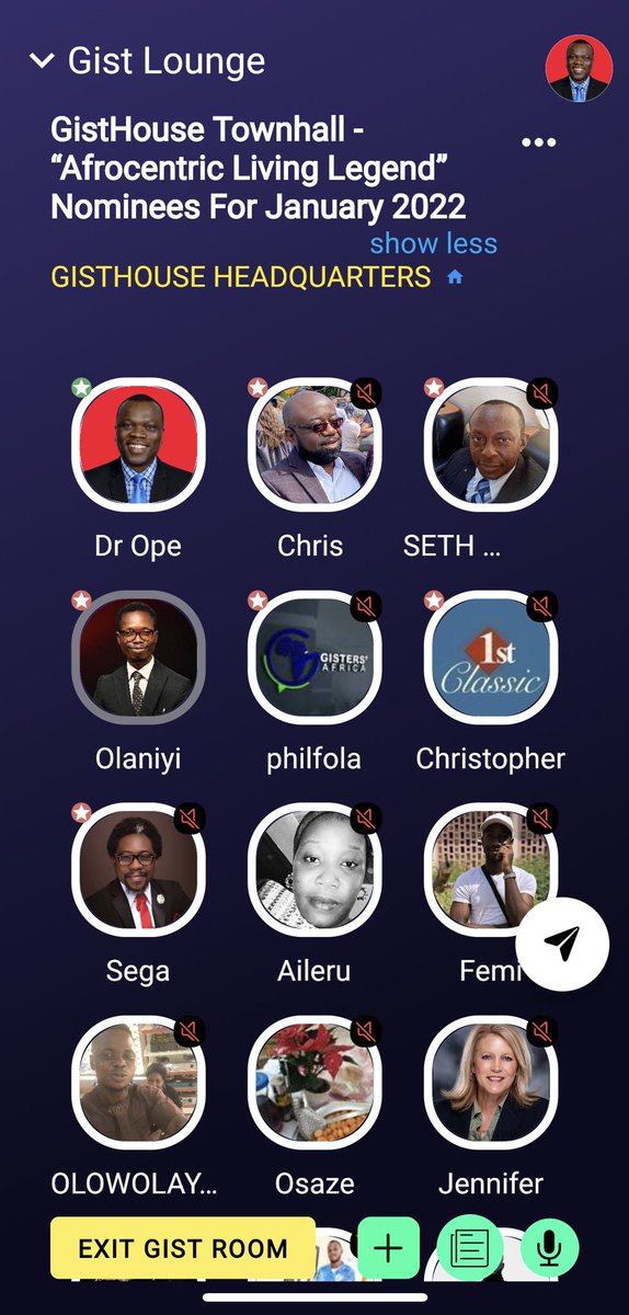 Join the LIVE GistHouse Townhall Now.. we are Announcing *”The Afrocentric Living Legend*” Nominees For January 2022
@LexieBeautiful_ @segalink @gisthouse360 @akintollgate 
Click to join us LIVE now
https://t.co/eYAVx5IX85 https://t.co/LOuAkRxSEo