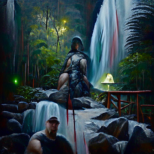 nftadam's tweet photo. A man must guard his local waterfall in the forest.

#VQGAN #aiart #MachineLearning #digitalart #art https://t.co/zlEmkxdAAE