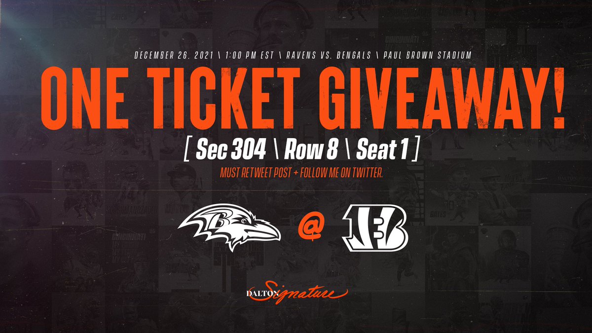 DaltonSignature's tweet image. 🚨 TICKET GIVEAWAY 🚨

It's not much but, I wanted to thank all of you! Purchased 1 TIX to #BALvsCIN GM to giveaway! The winner will be posted tonight after the @TigressTalkPod show! One DEY I'll be there too!

1️⃣ RT post
2️⃣ Must Follow me

@Ravens 🆚 @Bengals 
#DaltonSignature🔥