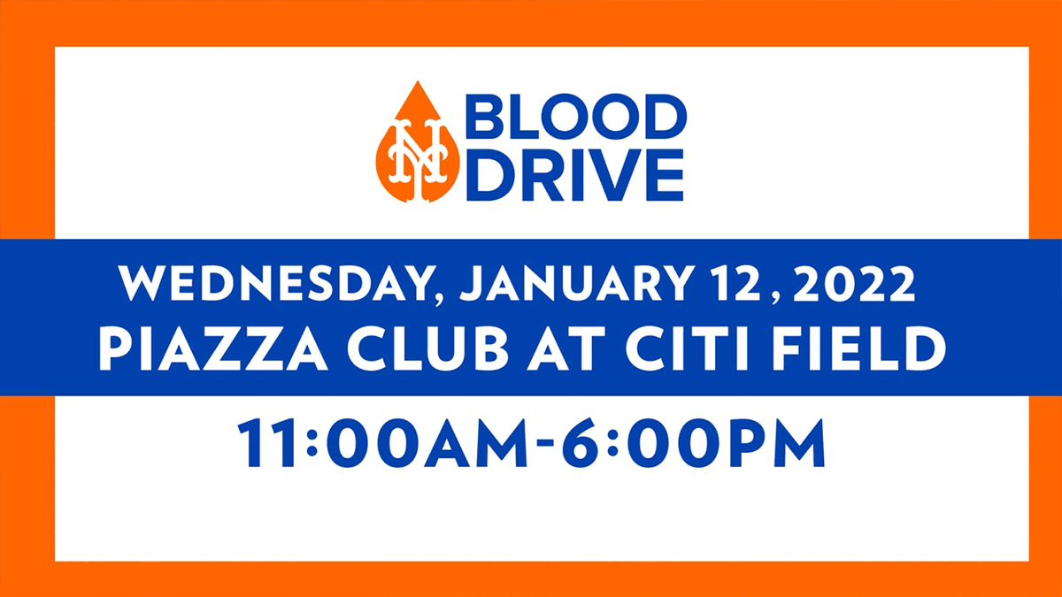 Mets's tweet photo. Our annual Winter Blood Drive returns on Jan. 12 at @CitiField! Fans who donate will receive two tickets to select #Mets home game during the 2022 season. 🎟 
 
More info: https://t.co/0hkXd84Ns1 https://t.co/E9eLMS7N3z