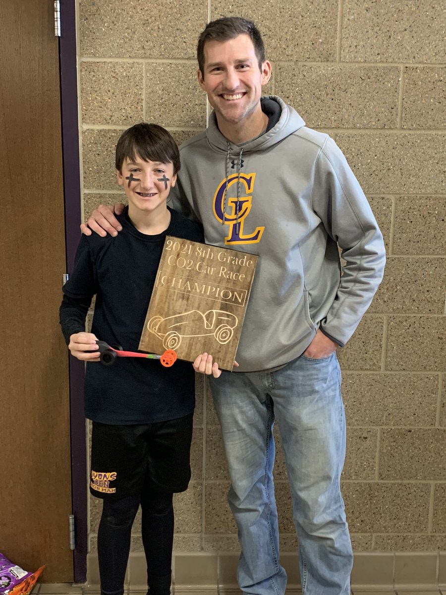 EnglemanJason's tweet photo. One of my favorite events of the year, the 8th grade CO2 Car Races.  Congrats to our student champion and @CentralLyon instructor @gbr_gengel. https://t.co/O8ZbW64UX3