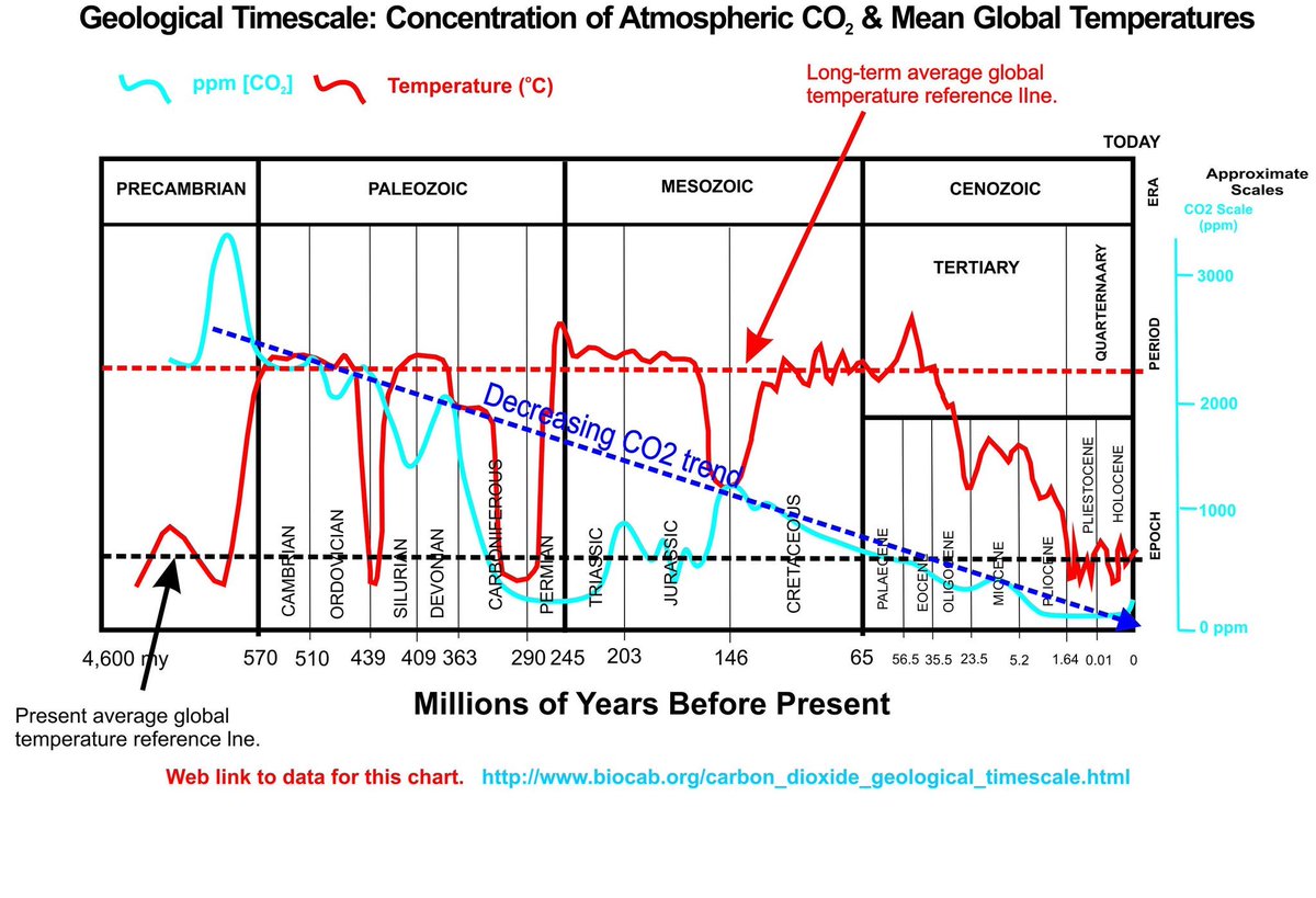 ExecutiveXPin's tweet photo. A long-term fall in carbon dioxide levels in the biosphere points to a very dangerous alternative future. At 155ppm plants &amp; ocean life perishes &amp; us with it. All CO2 levels measured from ice cores and rock sediments show this dramatic collapse, a truth that is being suppressed. https://t.co/eOMj6aW1b8