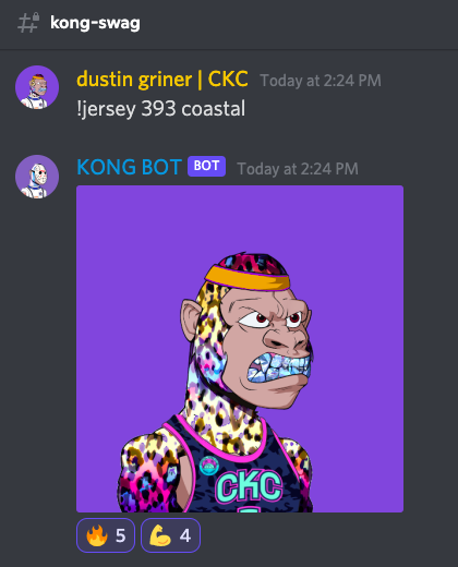 We LOVE seeing all the #CKC Kongs drippin' in the Coastal jersey 

Go to the <a href="/RumbleKongs/">Rumble Kong League</a> discord, Kong Swag channel, and type in:

!jersey [YOUR KONG ID] coastal

Once you've done that, tag us &amp; throw a #CKC on Twitter so we can find you!