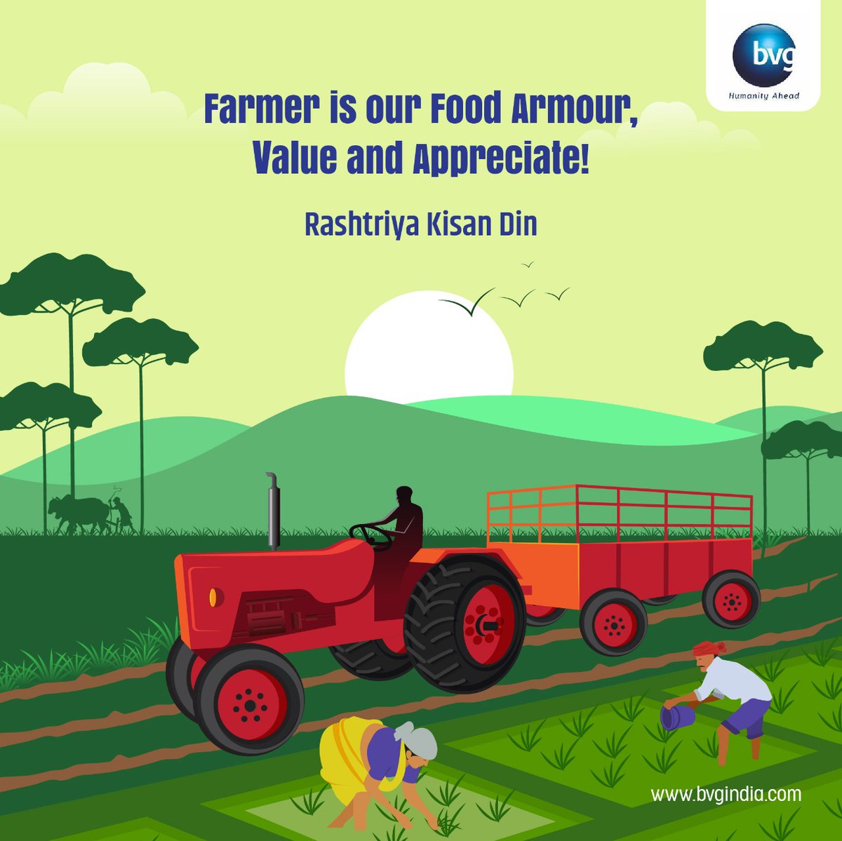 National Farmer’s Day encourages us to celebrate and respect each and every farmer in the nation for their selfless devotion.

#BVGIndia salutes our food armours! 

#NationalFarmersDay #RashtriyaKisanDin #FarmersDay #Farmers