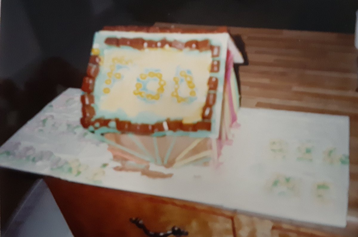 BHSDorf's tweet photo. Yes, that's a @foofighters gingerbread house circa 1997 I made in Home Ec class. Lemonheads spell out FOO on the roof &amp; candy spells out "Big Me" &amp; "I'll Stick Around". Then, my dog ate it.  #foofighters #Gingerbread https://t.co/9slXrXSl22