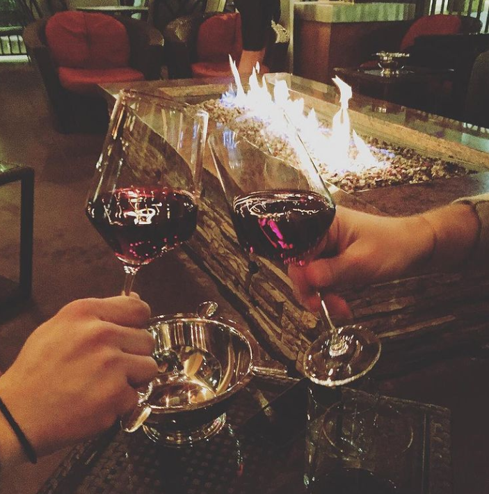 A chilly night calls for a glass of wine by the <a href="/DoubleHelixNV/">Double Helix Wine & Whiskey Lounge Las Vegas</a> firepit. #WinedownWednesday