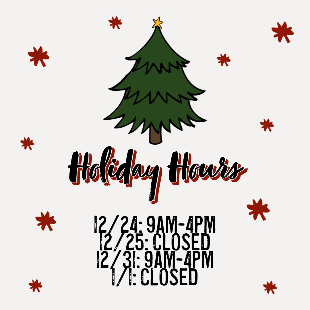 PostalWorksSL's tweet photo. Please note our holiday hours. 🎄 
Thank you for your business this holiday season! https://t.co/q0evRYQfuT