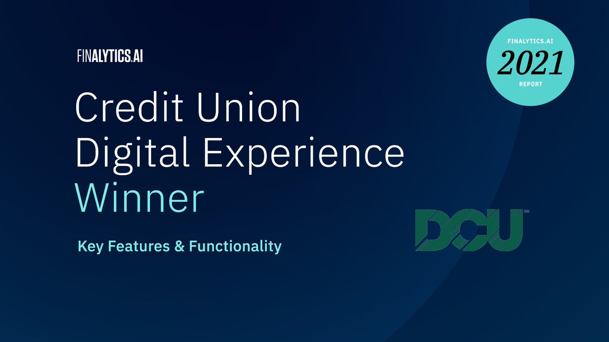 Finalytics AI (@finalytics_ai) on Twitter photo More on our 2021 Credit Union Digital Experience report. This time we turn to the Key Features & Functionality category.
The winners of this category are <a href="/DCUcreditunion/">DCU</a>, <a href="/BECU/">BECU</a>, <a href="/FirstTechCU/">First Tech Credit Union</a>, <a href="/AFCU/">America First CU</a> , and <a href="/MountainAmerica/">Mountain America CU</a>.
Congratulations!
finalytics.ai/dcu-wins-key-f… More on our 2021 Credit Union Digital Experience report. This time we turn to the Key Features & Functionality category.
The winners of this category are <a href="/DCUcreditunion/">DCU</a>, <a href="/BECU/">BECU</a>, <a href="/FirstTechCU/">First Tech Credit Union</a>, <a href="/AFCU/">America First CU</a> , and <a href="/MountainAmerica/">Mountain America CU</a>.
Congratulations!
finalytics.ai/dcu-wins-key-f…