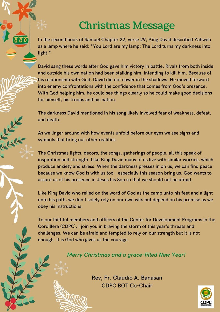 Merry Christmas and a grace-filled New Year from CDPC!