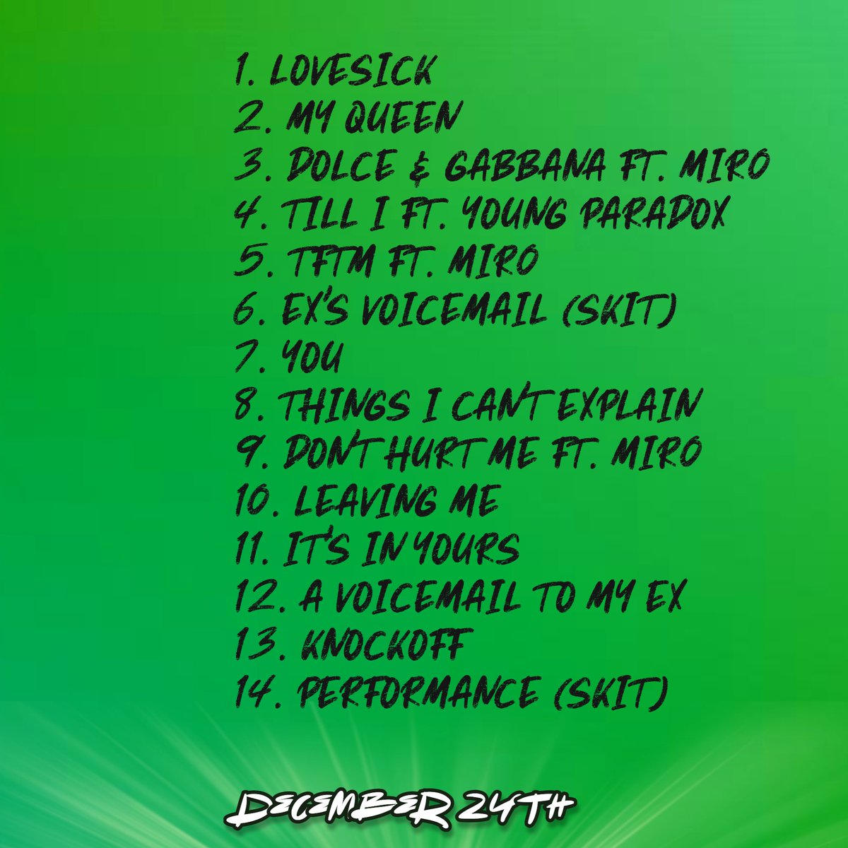 sojay808's tweet image. 2 DAYS #album #TRACKLIST #DECEMBER24TH